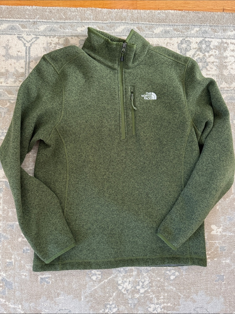 The North Face Men's Olive Green Zip-Neck Fleece Pullover